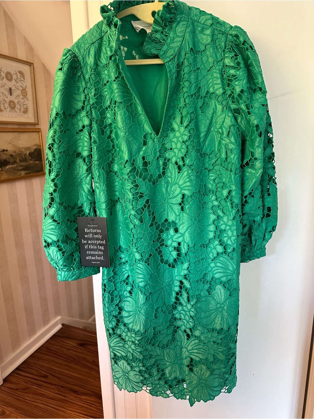 Tuckernuck Pomander Place Green Lace Shift Dress